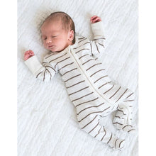 Colored Organics Peyton Footed Sleeper- Kade Stripe / Taupe
