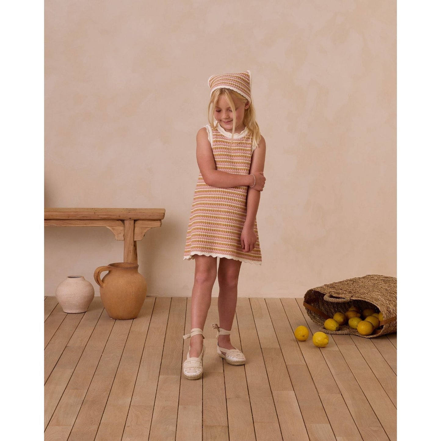 Rylee + Cru Crochet Tank Mini Dress - Pink Stripe