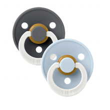 BIBS USA- GLOW in the Dark Pacifier 2 Pack - Iron/Baby Blue
