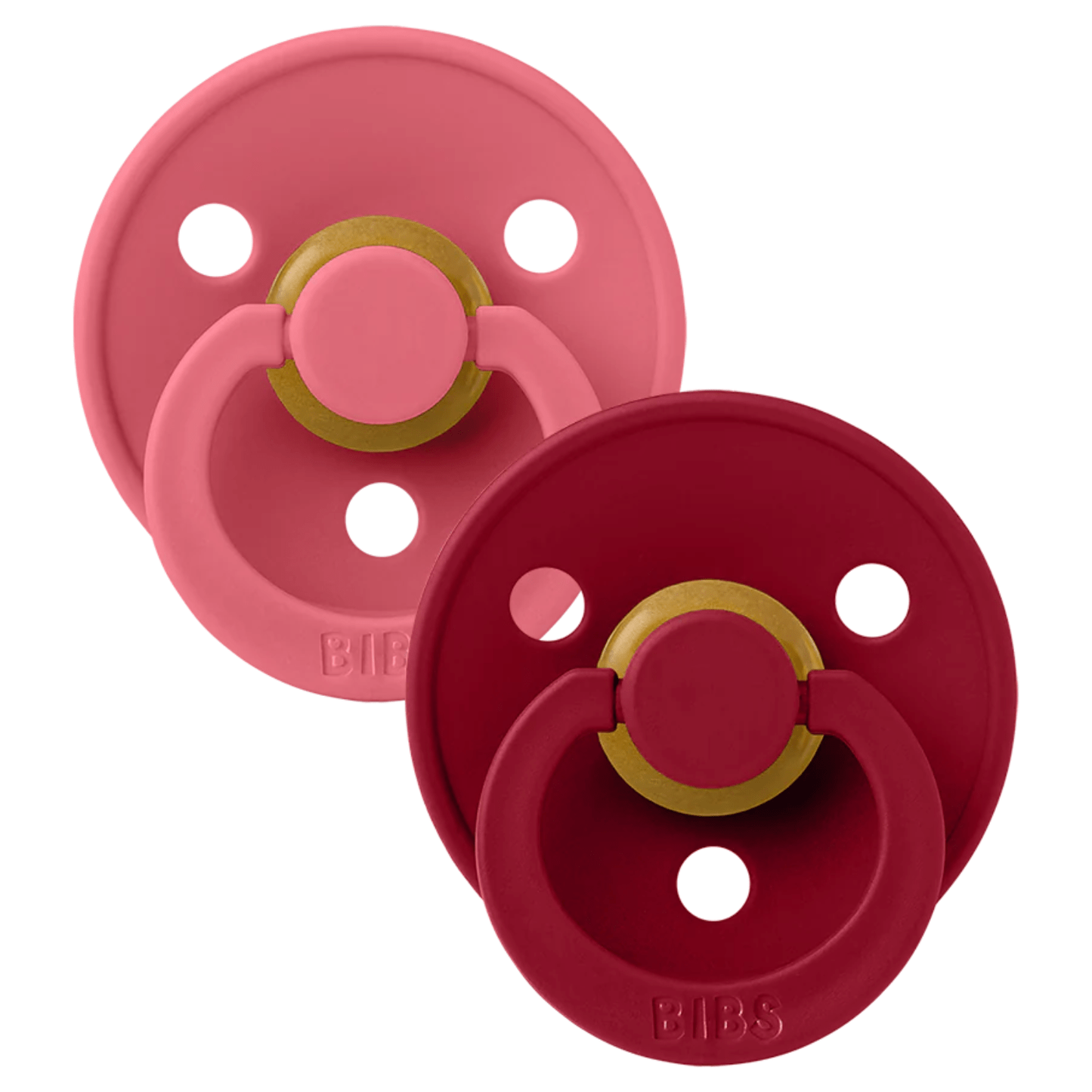 BIBS USA- Natural Rubber Pacifier 2 Pack - Coral/Ruby