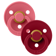 BIBS USA- Natural Rubber Pacifier 2 Pack - Coral/Ruby