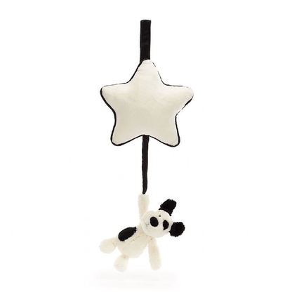Jellycat Bashful Black and Cream Puppy Musical Pull