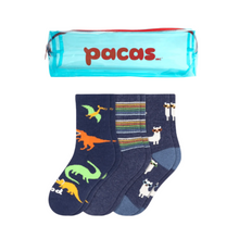 Pacas Kids' Crew Socks 3 Pack- Dino/Stripe/Alpaca