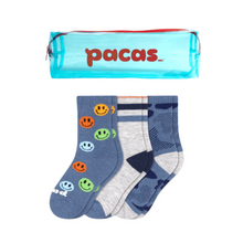 Pacas Kids' Crew Socks 3 Pack- Smiley/Double Stripe/Camo