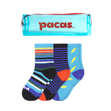 Pacas Kids' Crew Socks 3 Pack- Stripes/Lightning