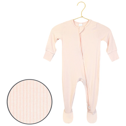 Lou Lou & Company Zippered Footie- Rosie Ribbed