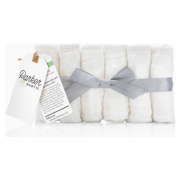 Parker Baby Company Muslin Cotton Baby Washcloths- 6 Pack
