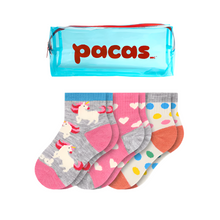 Pacas Toddler Gripper Socks 3 Pack- Unicorn/Hearts
