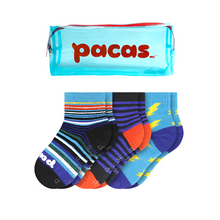 Pacas Toddler Gripper Socks 3 Pack- Bolts/ Stripes