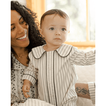 Rylee + Cru Baby Pajama Romper- Forest Pinstripe