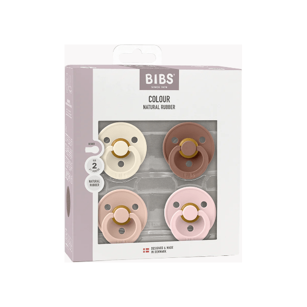 BIBS Colour Pacifier 4 Pack- Ivory/ Blush/ Woodchuck/ Blossom