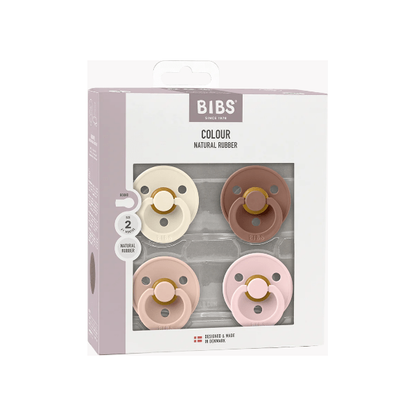 BIBS Colour Pacifier 4 Pack- Ivory/ Blush/ Woodchuck/ Blossom