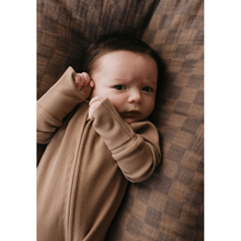 Forever French Baby Bamboo Zip Pajamas- Ribbed Milk Chocolate