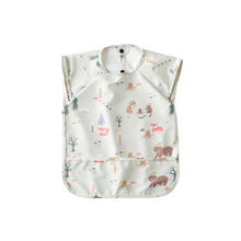 Waterproof Short Sleeve Baby Smock Bib in Beige Bear-y-Hungry
