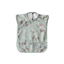 Waterproof Short Sleeve Baby Smock Bib in Green Bear-y-Hungry