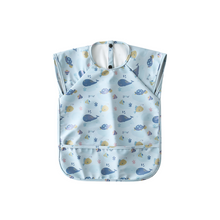 Waterproof Short Sleeve Baby Smock Bib in Whale Hello There