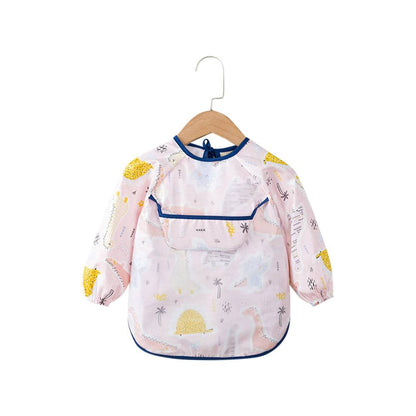 Baby Long Sleeve Apron Smock Bib Pretty Dinosaurs