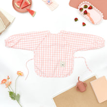Classic Gingham Style Long-Sleeve Baby Smock in Flamingo