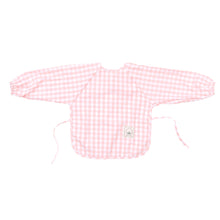 Classic Gingham Style Long-Sleeve Baby Smock in Flamingo