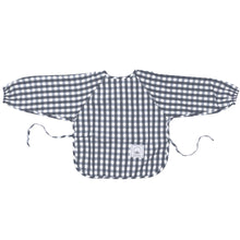 Classic Gingham Style Long-Sleeve Baby Smock in Navy Blue