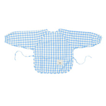 Classic Gingham Style Long-Sleeve Baby Smock in Sky Blue