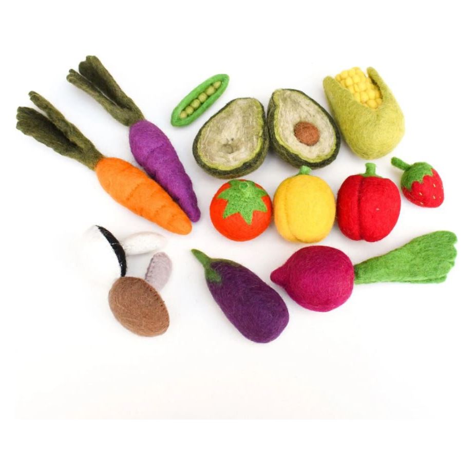 Tara Treasures Felt Vegetables and Fruits Set A (Set of 14 pieces)