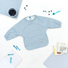 Waterproof Long Sleeve Baby Smock Bib in Bubble Blue