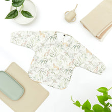 Waterproof Long Sleeve Baby Smock Bib in Cream Aussie Tails