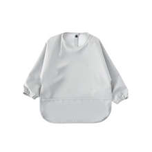 Waterproof Long Sleeve Baby Smock Bib in Fog Grey
