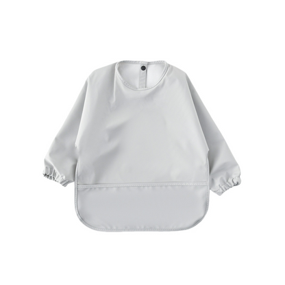 Waterproof Long Sleeve Baby Smock Bib in Fog Grey