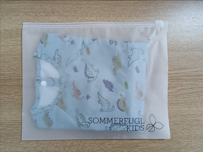 Waterproof Long Sleeve Baby Smock Bib in Jurassic Blue