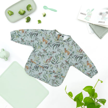 Waterproof Long Sleeve Baby Smock Bib in Little Aussie Tails