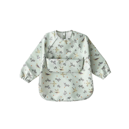 Waterproof Long Sleeve Baby Smock Bib in Tiny Tweet