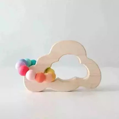 Bannor Toys Cloud Grasping Wooden Baby Toy with Teething Beads