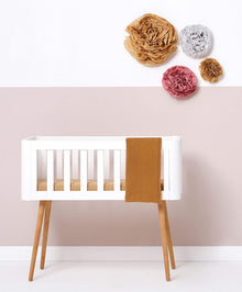 The Little Green Sheep Organic Knitted Cellular Baby Blanket in Honey