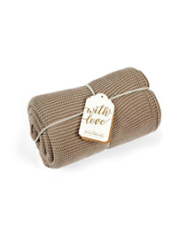 Little Green Sheep Organic Knitted Cellular Baby Blanket - Truffle