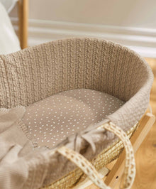 Little Green Sheep Organic Moses Basket Fitted Sheet - Truffle Rice Print