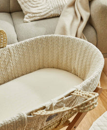 Organic Jersey Moses Basket Fitted Sheet in Linen