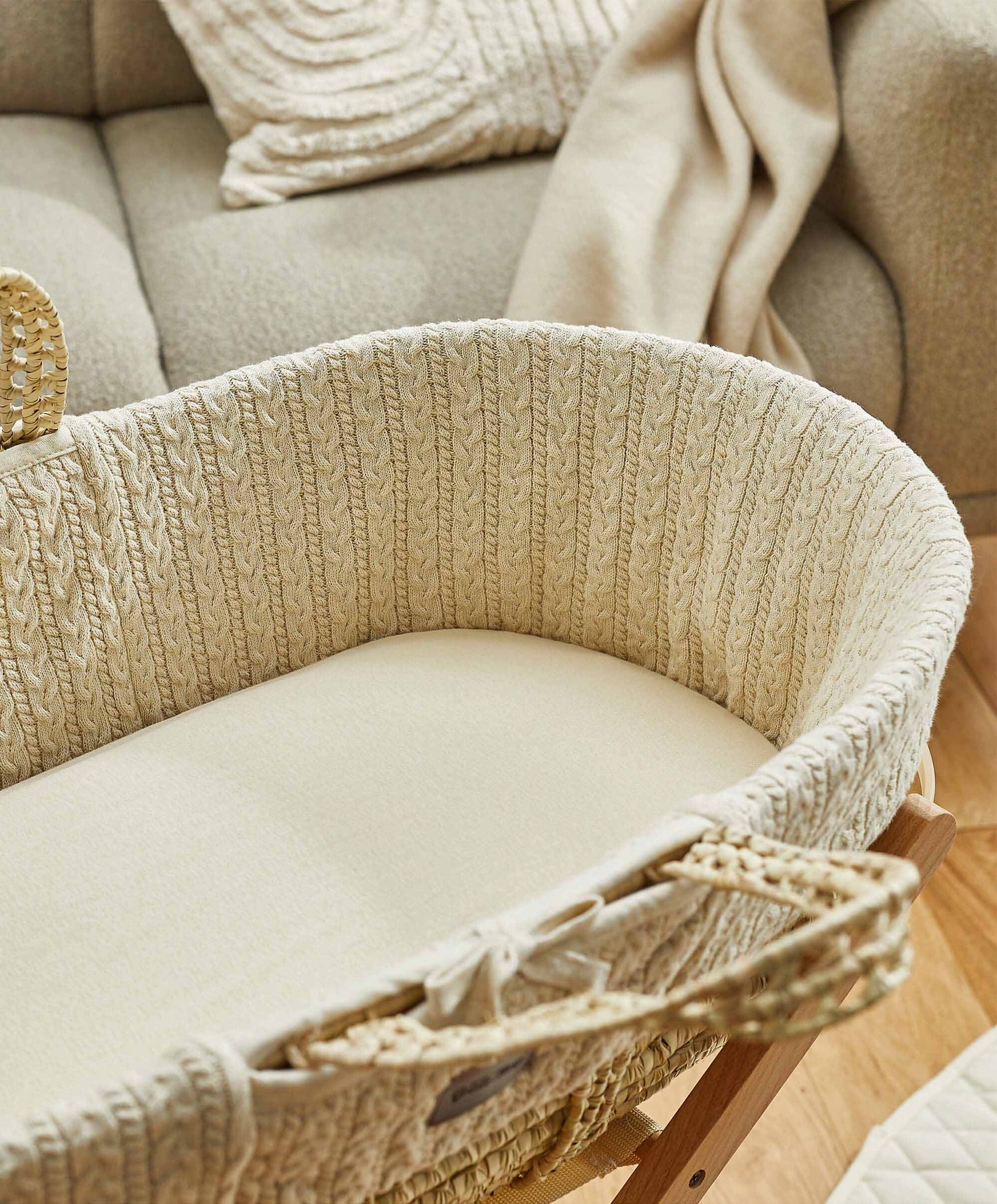 Organic Jersey Moses Basket Fitted Sheet in Linen