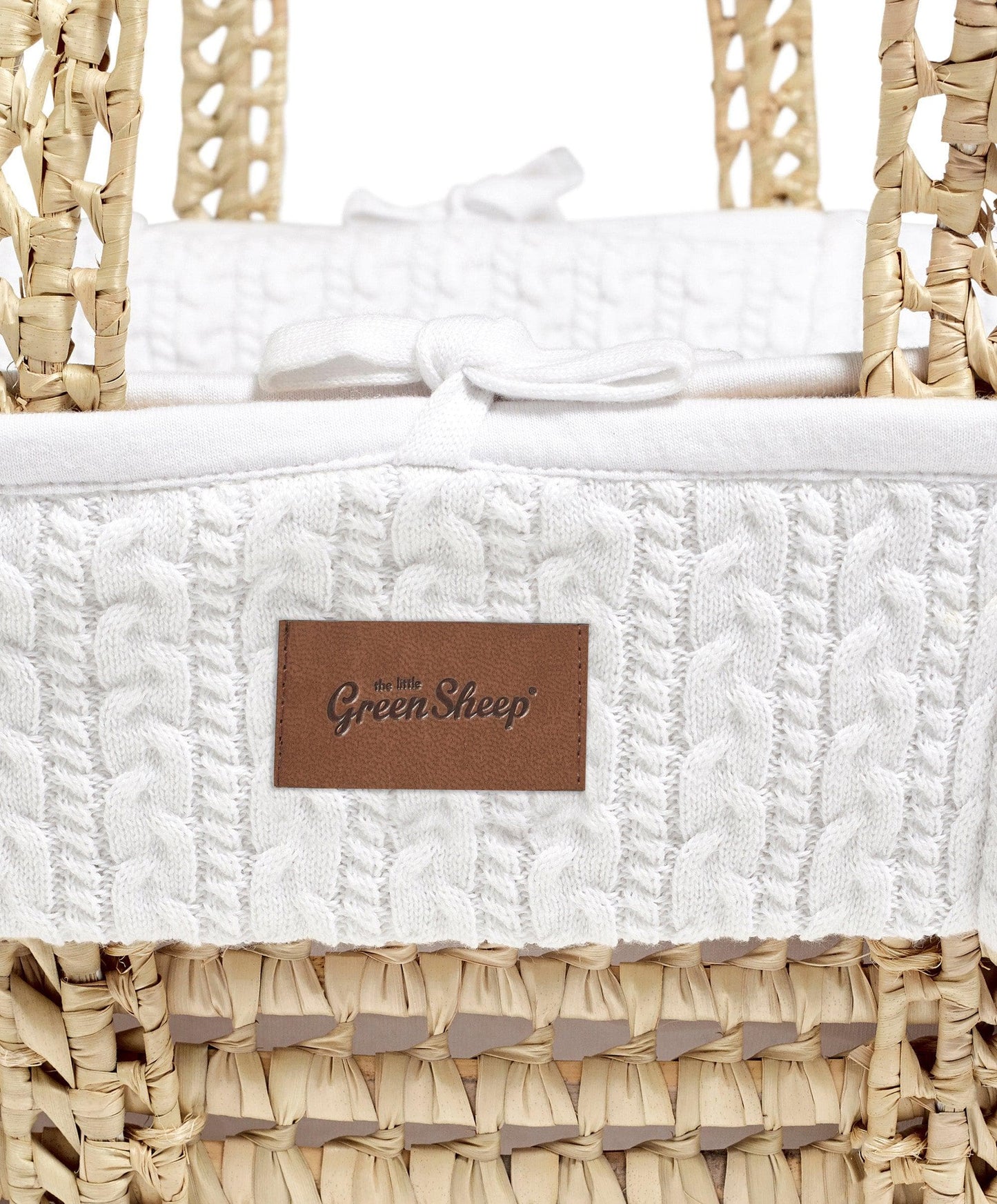 Little Green Sheep Knitted Moses Basket - White