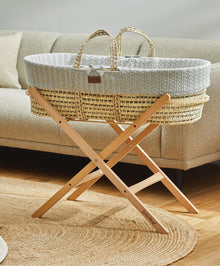 Little Green Sheep Natural Knitted Moses Basket & Mattress - Dove