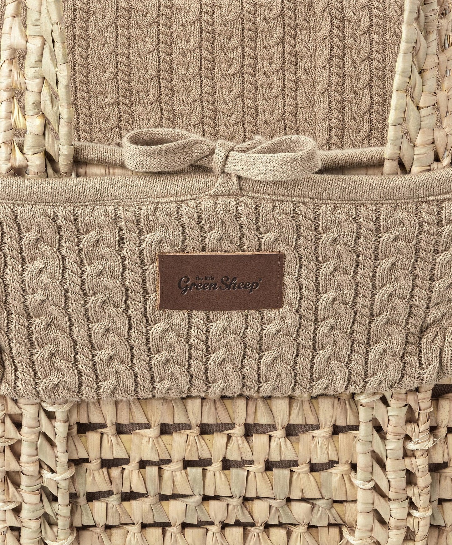 Little Green Sheep Organic Knitted Moses Basket & Mattress - Truffle