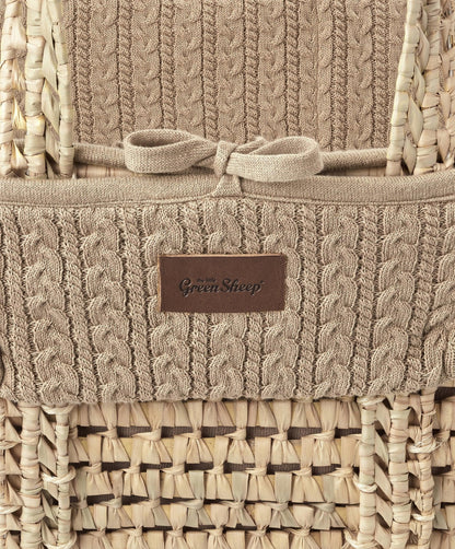 Little Green Sheep Organic Knitted Moses Basket & Mattress - Truffle