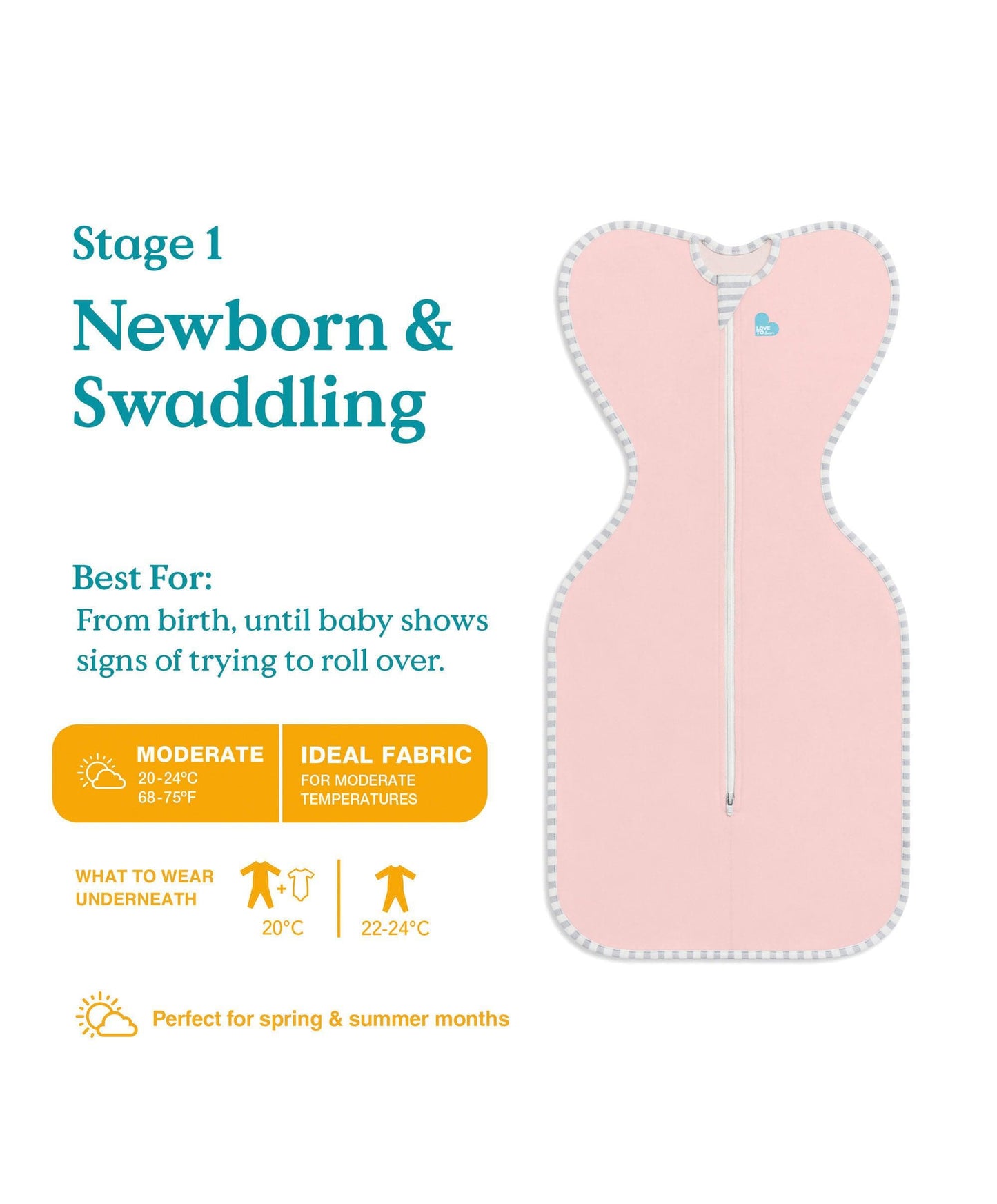 Love To Dream Swaddle Up&trade; Small/8 - 13lbs (1.0 Tog) - Pink