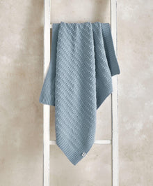 Chenille Blanket - Blue Stripe