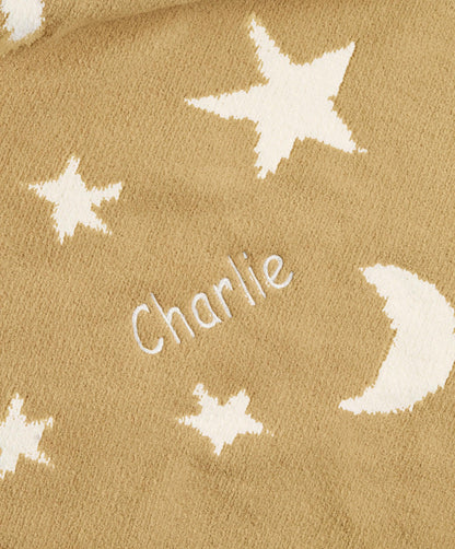 Chenille Blanket - Mustard Moon/Star