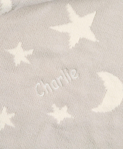 Chenille Blanket - Neutral Moon/Star