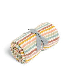 Knitted Blanket -  Multi Colour Stripe