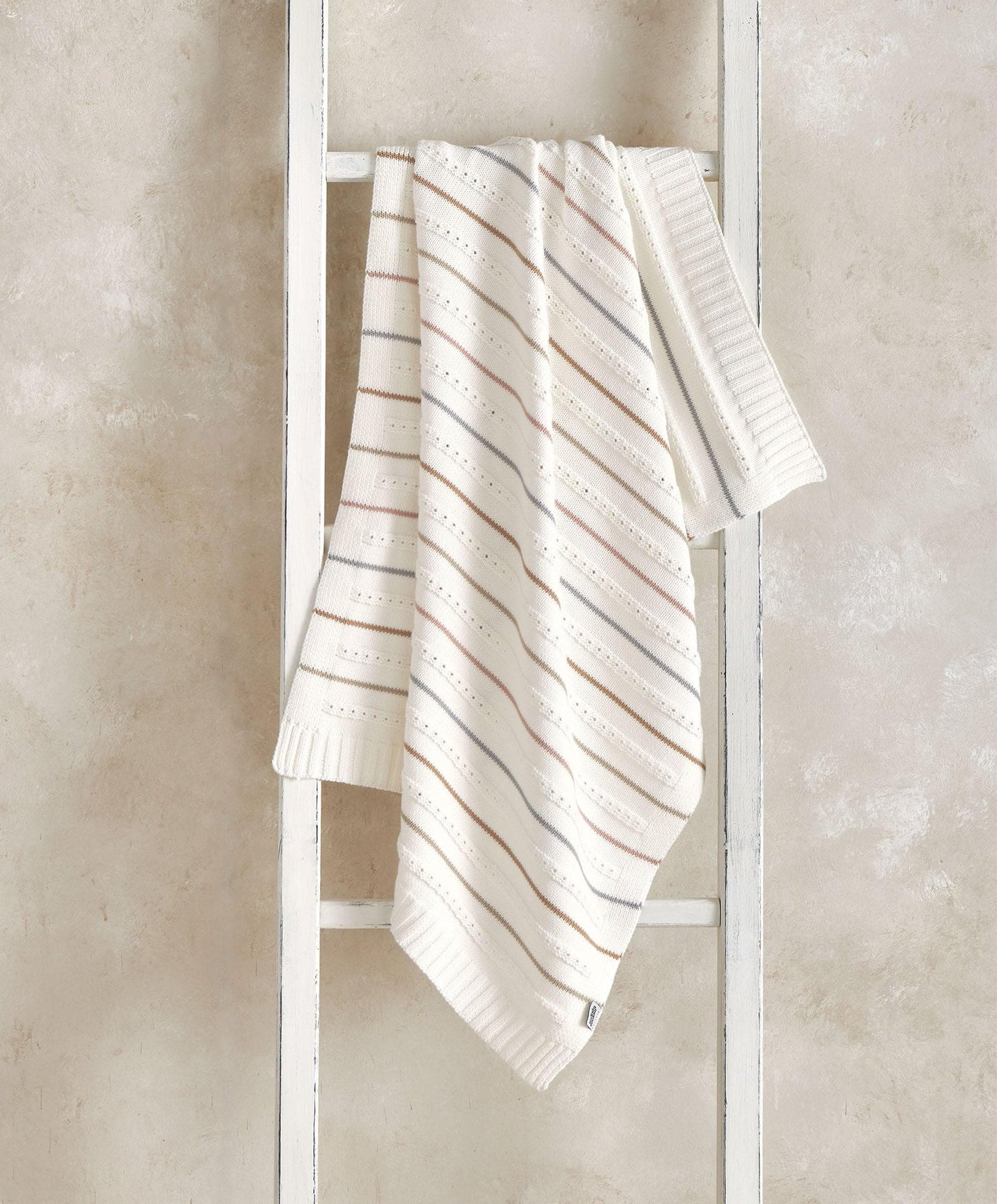Knitted Blanket - Neutral Stripe