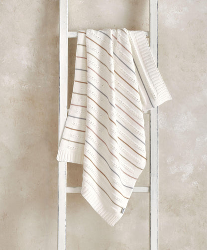 Knitted Blanket - Neutral Stripe